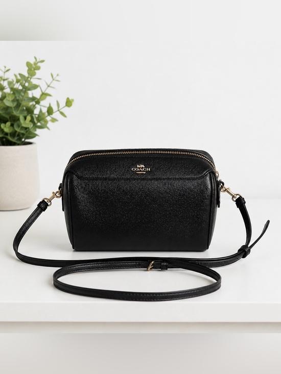 Coach Handbags - Coach Mini Bennett Crossbody Bag Black Crossgrain Leather F76629 Gold Hardware